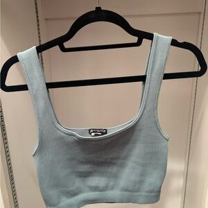 Ribbed Blue Crop Top